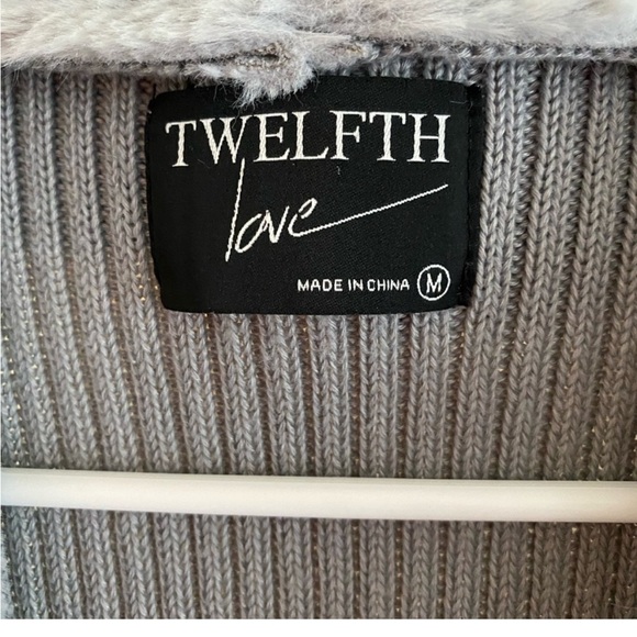 Twelth Love Suede Faux Fur Open Front Vest Sweater Size: M in Cream beige NW - Picture 4 of 10